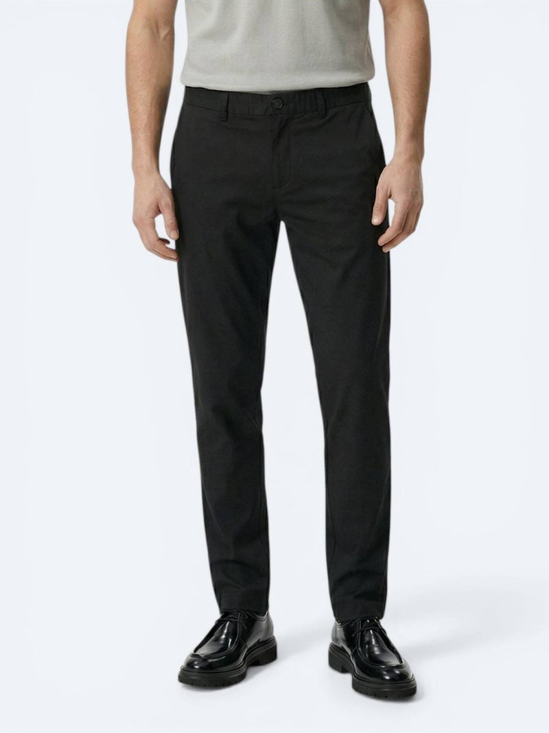 Kip Black Weaving Jogging Fit Casual Cotton Blended Trousers - Image 2