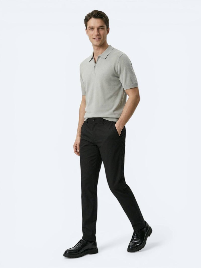 Kip Black Weaving Jogging Fit Casual Cotton Blended Trousers - Image 3