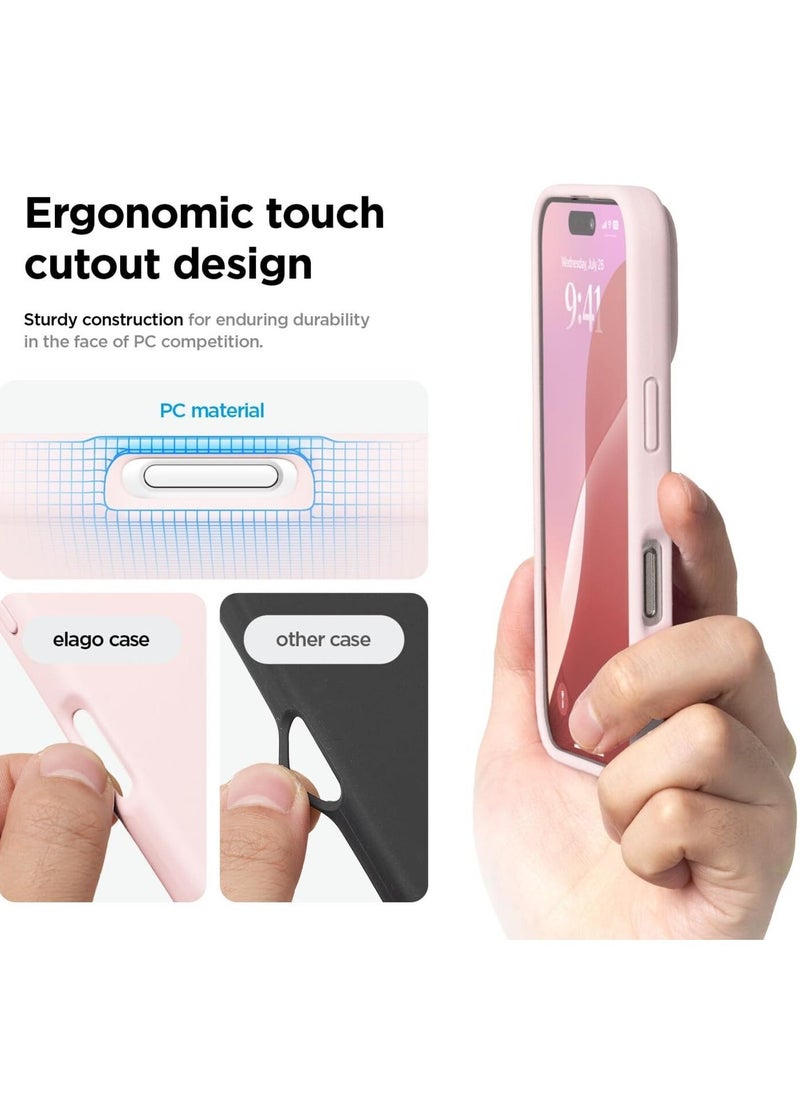 Raxoom iPhone 16 Pro Case Cover - Full Body Protection, Shockproof, Slim, Anti-Scratch, Soft Microfiber Lining (Chalk Pink) - Image 4