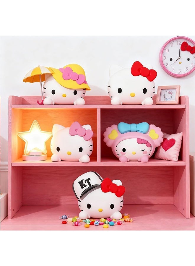 هالو كيتي ٥ قطع من زينة القطط، كيكة قطط، سيارة، ديكورات، شخصيات للنساء والفتيات للمنزل والحديقة والمكتب - Image 4