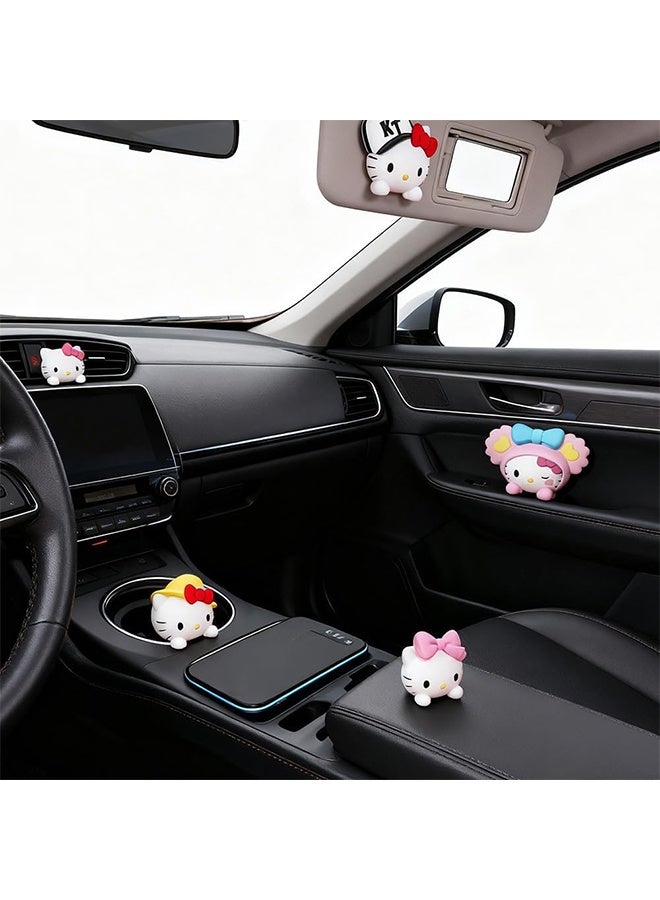 هالو كيتي ٥ قطع من زينة القطط، كيكة قطط، سيارة، ديكورات، شخصيات للنساء والفتيات للمنزل والحديقة والمكتب - Image 3