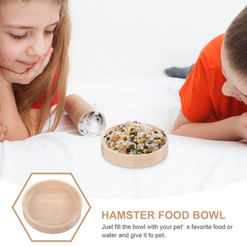 Kichvoe Large Oak Wood Hamster Food Bowl With Stand Washable Small Animal Feeder - Image 4