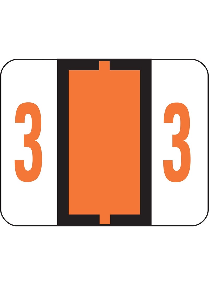 Smead Smead BCCRN Bar-Style Color-Coded Numeric Label, 3, Label Roll, Dark Orange, 500 Labels per Roll (67373) 