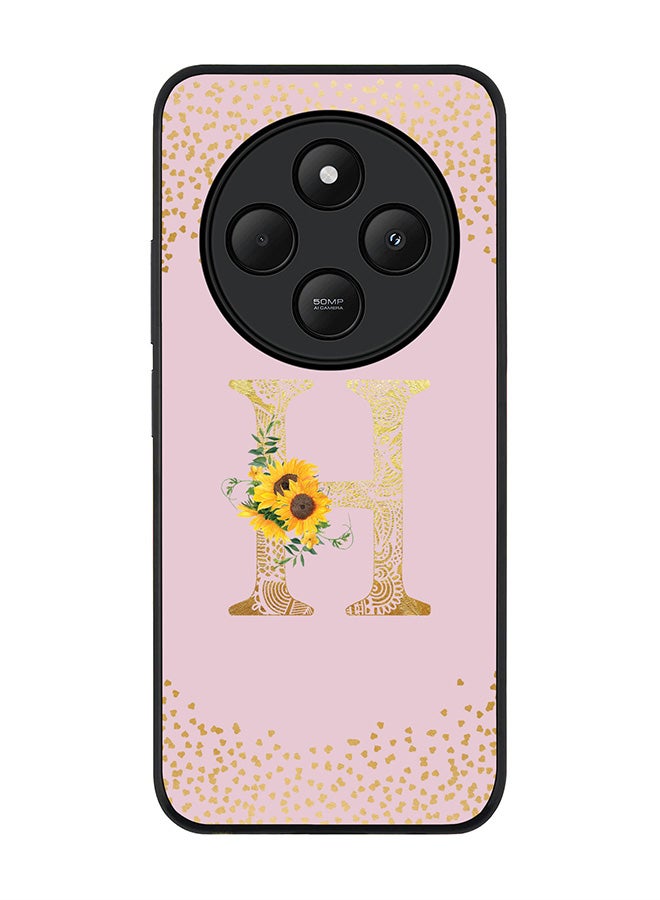 Stylizedd For Xiaomi Poco C75 Case,Slim fit Camera Protection, Shockproof Thin Phone cover - Custom Floral Monogram - H (Pink ) - Image 1