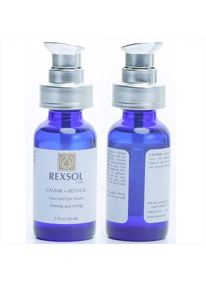 REXSOL - CAVIAR + RETINOL Face and Eye Serum Firming and Lifting | With Vitamin C, Vitamin E & Vitamin A | Hybrid Sunflower & Caviar Oil | Revives the tone and texture of youthful skin. (30 ml/1 fl oz) - Image 1