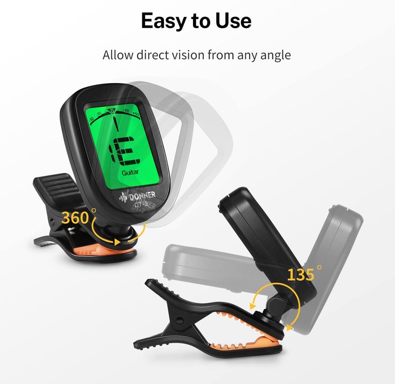 Donner Guitar Tuner Clip on-Accurate Chromatic,Acoustic Guitar Bass Violin Ukulele Tuner DT-2 - Image 3