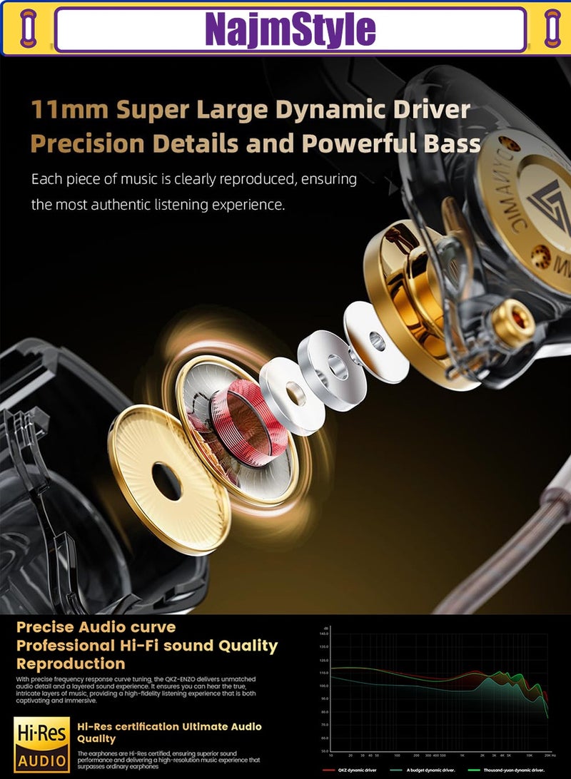 نجم ستايل سماعات الألعاب السلكية سماعات الأذن IEM، سماعات الأذن HiFi، صوت جهير مع محرك ديناميكي 11 مم - Image 2