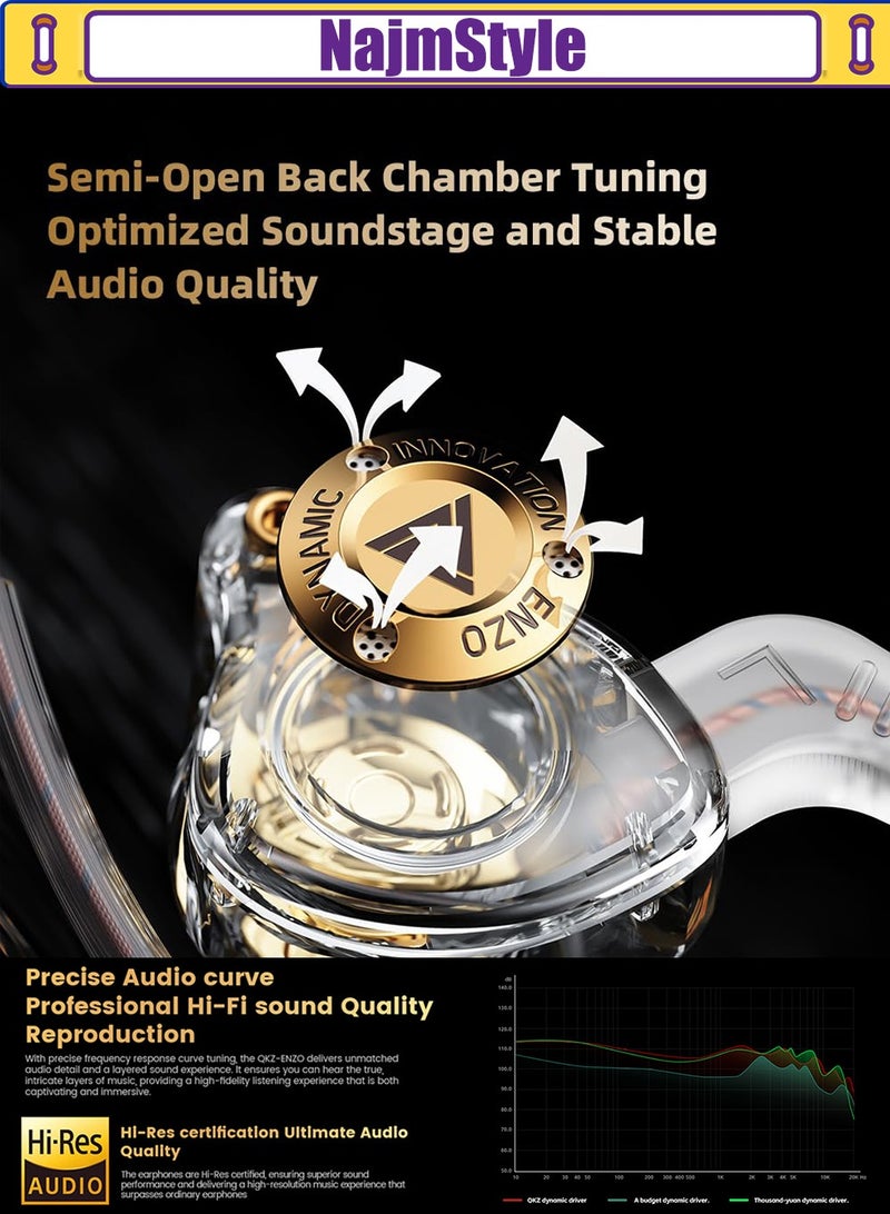 نجم ستايل سماعات الألعاب السلكية سماعات الأذن IEM، سماعات الأذن HiFi، صوت جهير مع محرك ديناميكي 11 مم - Image 4