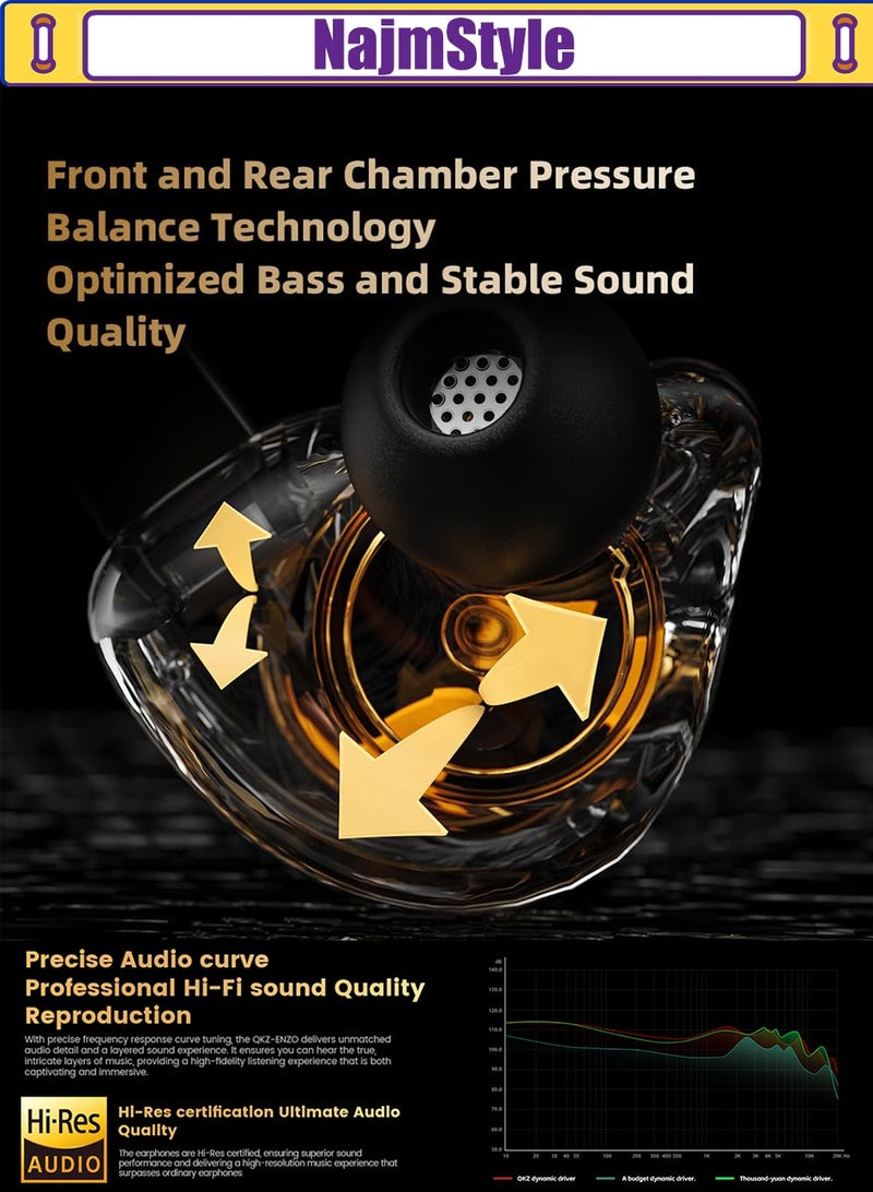 نجم ستايل سماعات الألعاب السلكية سماعات الأذن IEM، سماعات الأذن HiFi، صوت جهير مع محرك ديناميكي 11 مم - Image 3