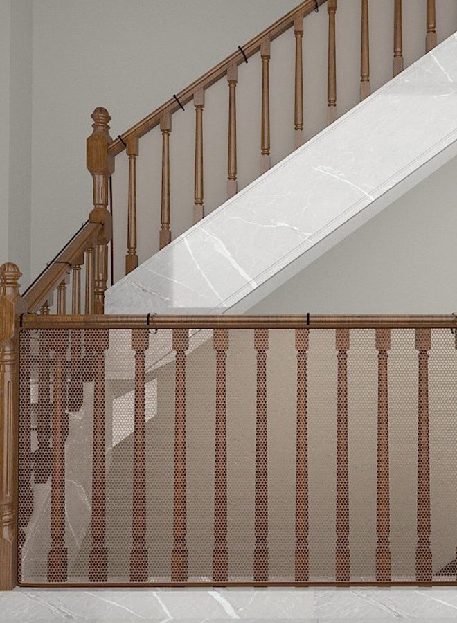 Hanayo ﻿Baby Safety Net Safety Stair Railing Mesh Net for Kids Toys Pets Children's Outdoor Window Balcony Fence Protection Mesh No Drilling for Children Kids Pets(Brown,300x78cm) - Image 5