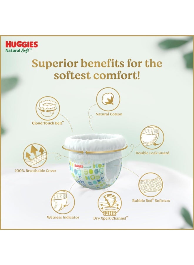Huggies Natural Soft Premium Baby Diaper Pants, Our No.1 Soft Pants, Extra Large (XL) Size (12-17 Kgs), Pack of 26*3 diapers | Cloud Softness All over with India's 1st Cloud Touch Belt - Image 3