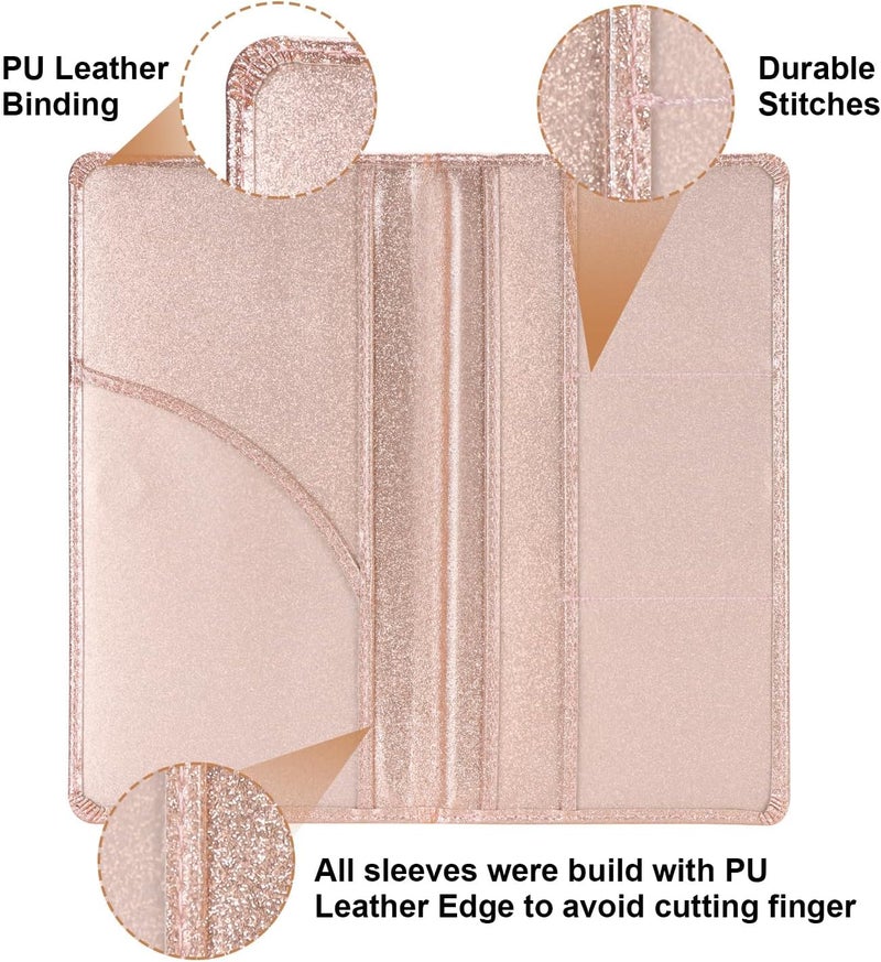 Cacturism Car Registration and Insurance Holder, Car Accessories Vehicle Glove Box Car Organizer Men Women Wallet Case with Magnetic Shut for Cards, Essential Document, Driver License, Bling Rose Gold - Image 2