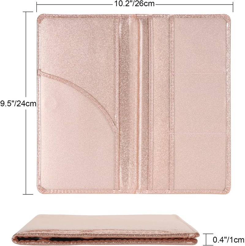 Cacturism Car Registration and Insurance Holder, Car Accessories Vehicle Glove Box Car Organizer Men Women Wallet Case with Magnetic Shut for Cards, Essential Document, Driver License, Bling Rose Gold - Image 5