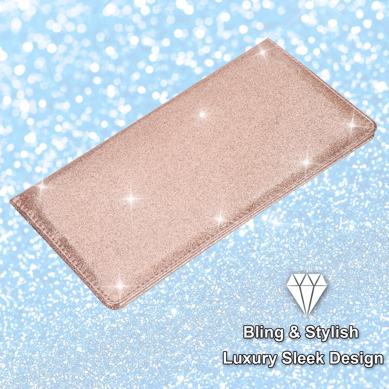 Cacturism Car Registration and Insurance Holder, Car Accessories Vehicle Glove Box Car Organizer Men Women Wallet Case with Magnetic Shut for Cards, Essential Document, Driver License, Bling Rose Gold - Image 3