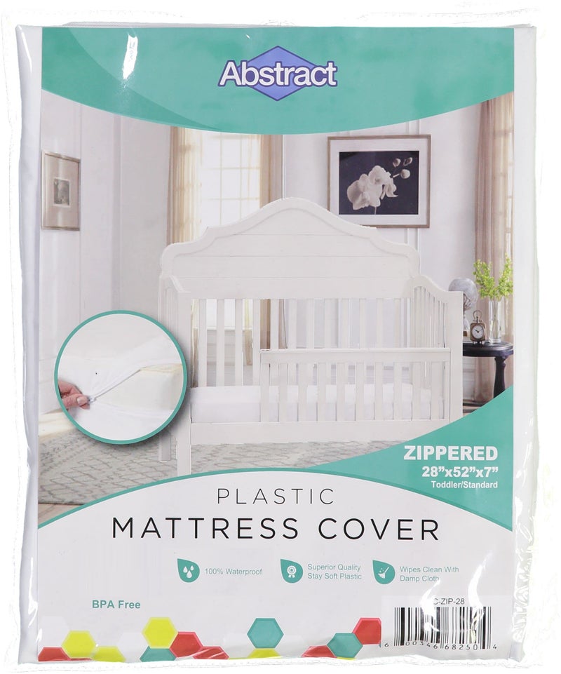 Abstract Waterproof Mattress Cover - 28x52x8â€ Standard Cribs & Toddler Beds -Vinyl Plastic Protective Zippered Sheet, 100 GSM PVC, BPA Free - Image 1