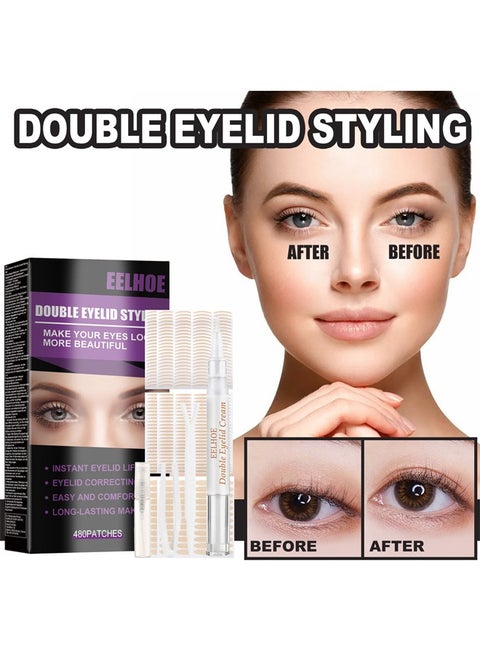 Double Eyelid Styling-Invisible Waterproof Double Eyelid Patch For Uneven Single Eyelids Droopy Eyelids No Trace Natural Invisible No Glue