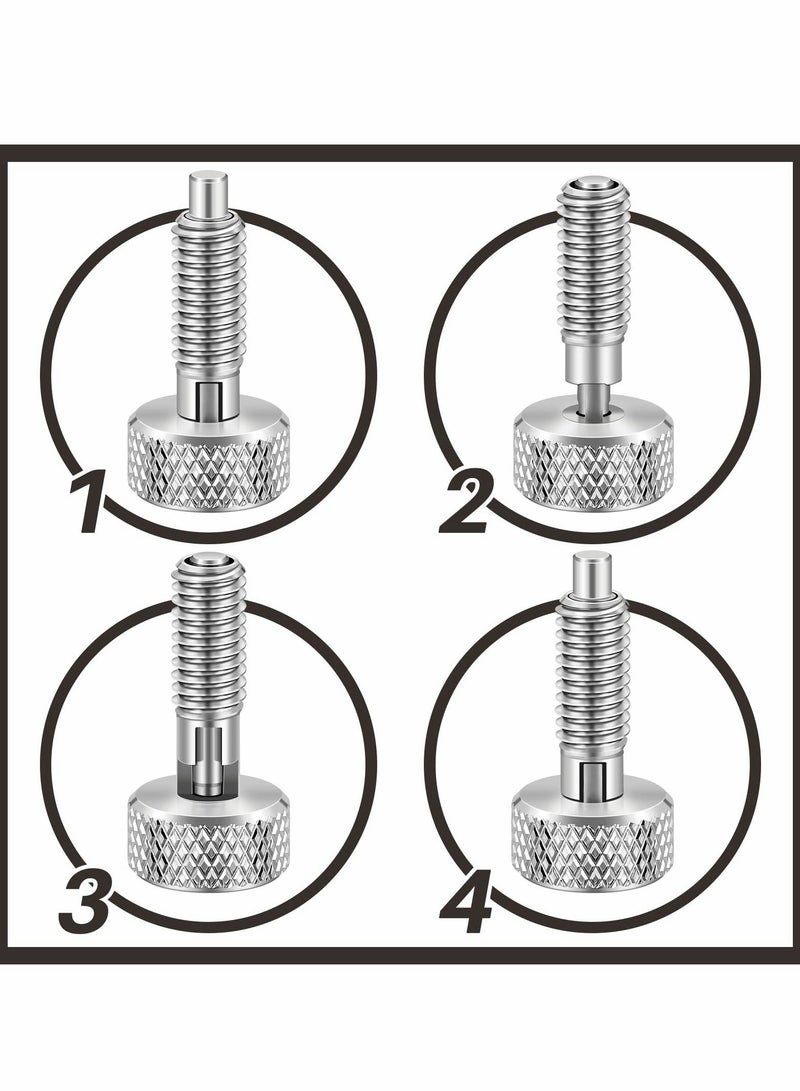 Y&D 2 Packs Hand Retractable Spring Plunger with Knurled Handle Stainless Steel Lock out M6 Type Quick Release Pins for Rolling Toolbox 1/4''-20 Thread Size 0.500'' Length Without Patch Silver  - Image 2