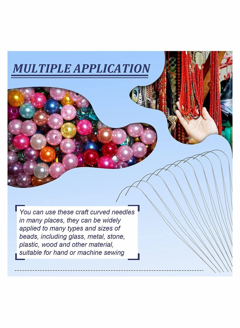 SYOSI 10 Pieces 4 Inch Big Eye Curved Beading Needle Stainless Steel Beading Needles Silver Curved Sewing Needles DIY Bead Spinner Needles Craft Curved Needles Sewing Tool for Bead Needles Tool - Image 5