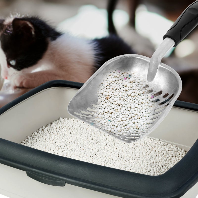🐾 مجرفة تنظيف رمل القطط من الفولاذ المقاوم للصدأ باللون الأبيض - Image 4