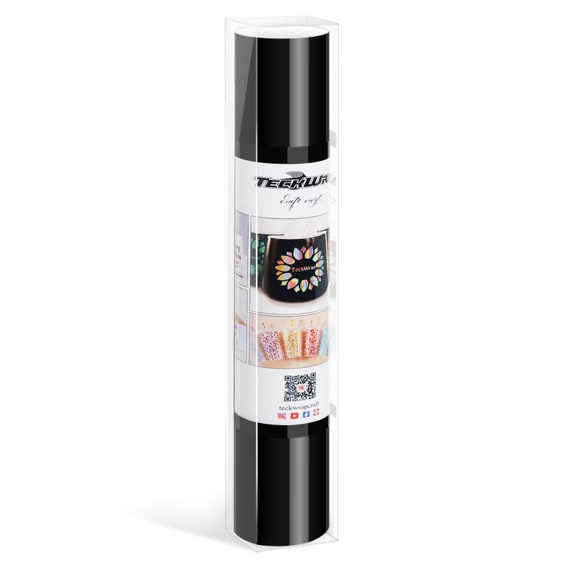 TECKWRAP 001 Smart Adhesive Vinyl Permanent13in x 5ft Vinyl for DIY Decal Projects Compatible with Explore3Maker3 Glossy Ink Black