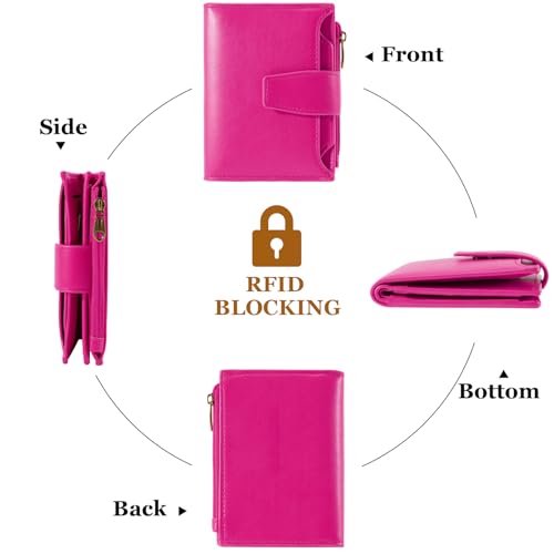Airkit Small Wallet Women RFID Blocking Soft Leather Bifold Compact Card Holder Wallet for Women with Zipper Coin Pocket 4 ID Window - Image 4