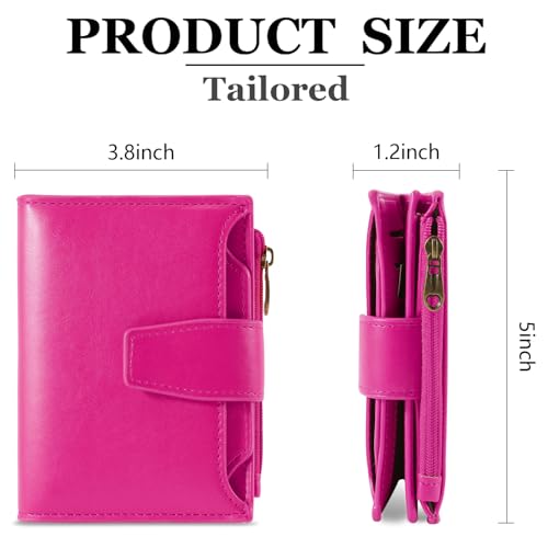 Airkit Small Wallet Women RFID Blocking Soft Leather Bifold Compact Card Holder Wallet for Women with Zipper Coin Pocket 4 ID Window - Image 3