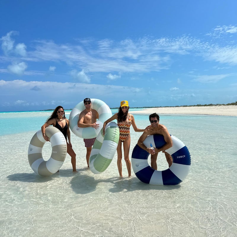 FUNBOY Giant Vintage Baby Blue Stripe Inflatable Tube Pool Float with Cup Holder 48" Large Pool Float for Adults Inner Tube Swimming Pool Toys Swim Rings Pool Lounger Float for Pool Party & Summer - Image 3