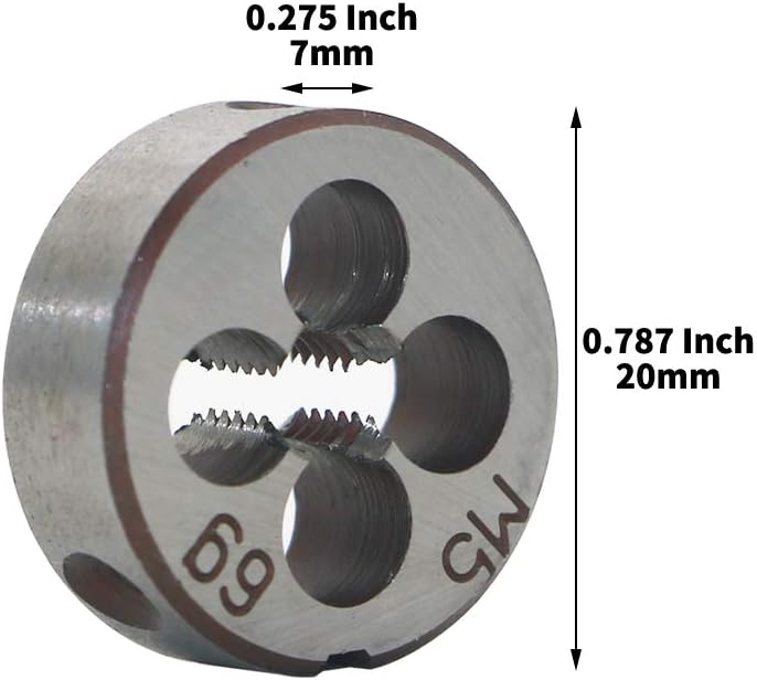 HSS 5mm X 0.8 Metric Right Hand Round Die, Machine Thread Die M5 X 0.8mm Pitch for Mold Machining, Alloy Steel, It Can Process Steel, Cast Iron, Copper And Aluminum.