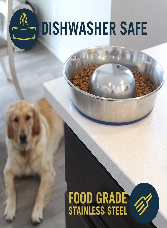 Our Pets OurPets DuraPet Slow Feed Premium Stainless Steel Dog Bowl, Silver, Small (2040010300) - Image 4