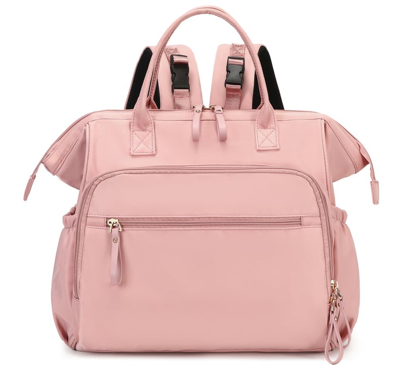 LORADI Convertible Diaper Bag Tote, Wide Open Top 14 Pockets Stylish Baby Diaper Bag with Stroller Buckle, Water-resistant (Pink, Large) - Image 1