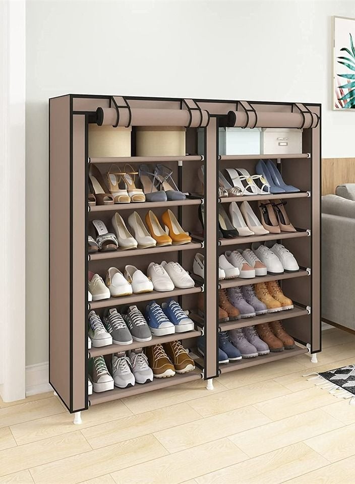 RollsTimi  12-Layer Double Dust Proof and Damp Cabinet Shoe Rack, Steel Pipe, Non-Woven Cloth Brown  - Image 3