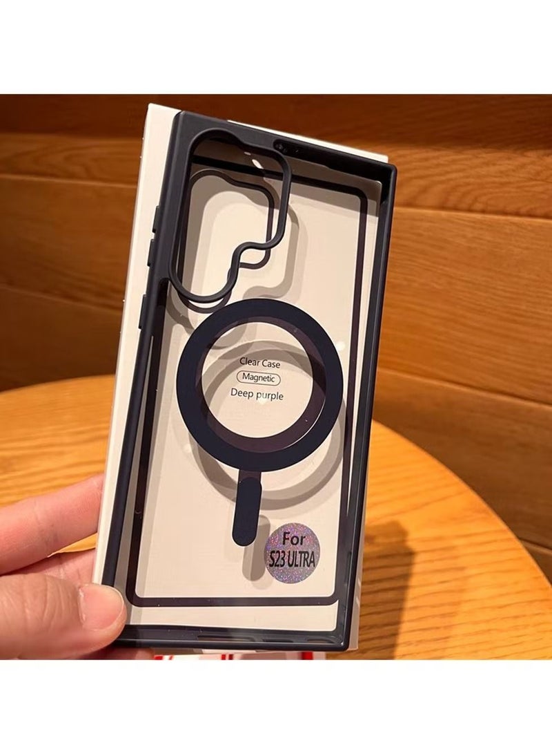 إيف جراب مربع مغناطيسي شفاف من Armor MagSafe لهاتف Samsung Galaxy S23 Ultra Wireless Charging Cover Full Body Back Protection Galaxy S23 Ultra