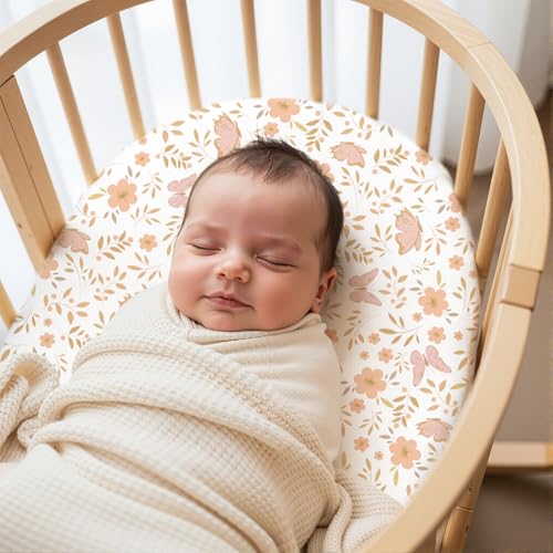 FIOBEE Baby Bassinet Sheets for Girls Boys 2 Pack Waterproof Bassinet Mattress Elastic Fitted Crib Sheets Universal Fit for Hourglass Oval and Rectangle Bassinet Sheet, Pink - Image 3
