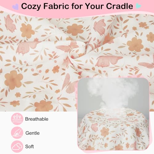 FIOBEE Baby Bassinet Sheets for Girls Boys 2 Pack Waterproof Bassinet Mattress Elastic Fitted Crib Sheets Universal Fit for Hourglass Oval and Rectangle Bassinet Sheet, Pink - Image 5