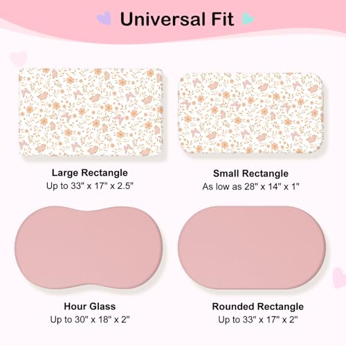 FIOBEE Baby Bassinet Sheets for Girls Boys 2 Pack Waterproof Bassinet Mattress Elastic Fitted Crib Sheets Universal Fit for Hourglass Oval and Rectangle Bassinet Sheet, Pink - Image 4
