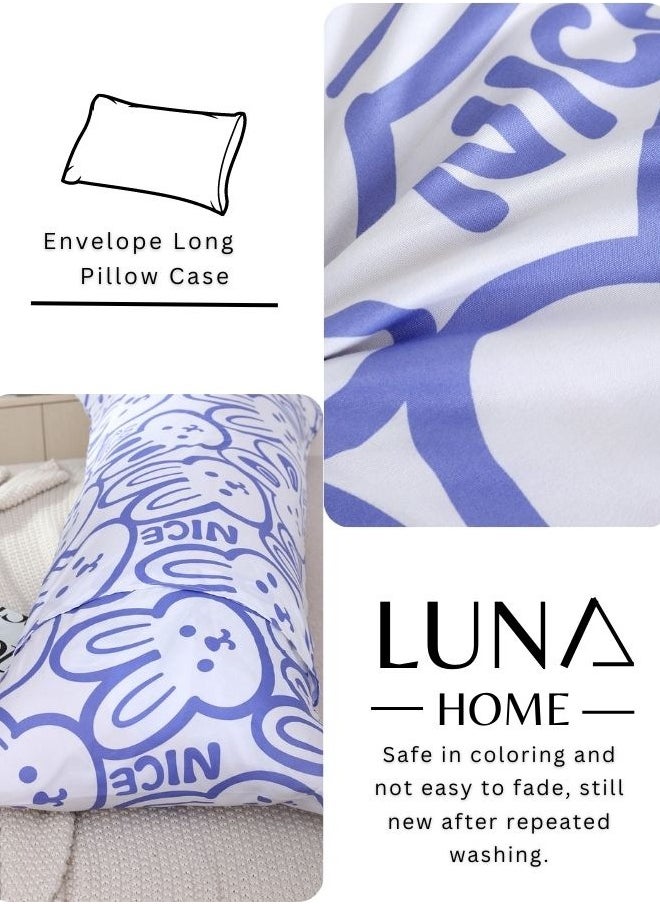 LUNA Home - 1 Pieces Long Body Pillowcase Cute Bunny Design Lavender - Image 1