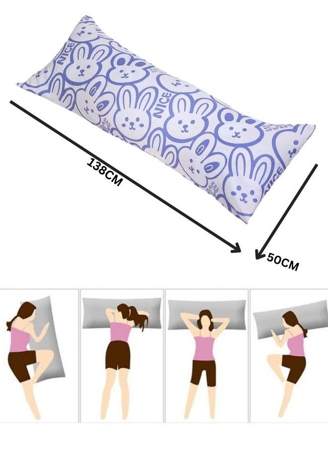 LUNA Home - 1 Pieces Long Body Pillowcase Cute Bunny Design Lavender - Image 1