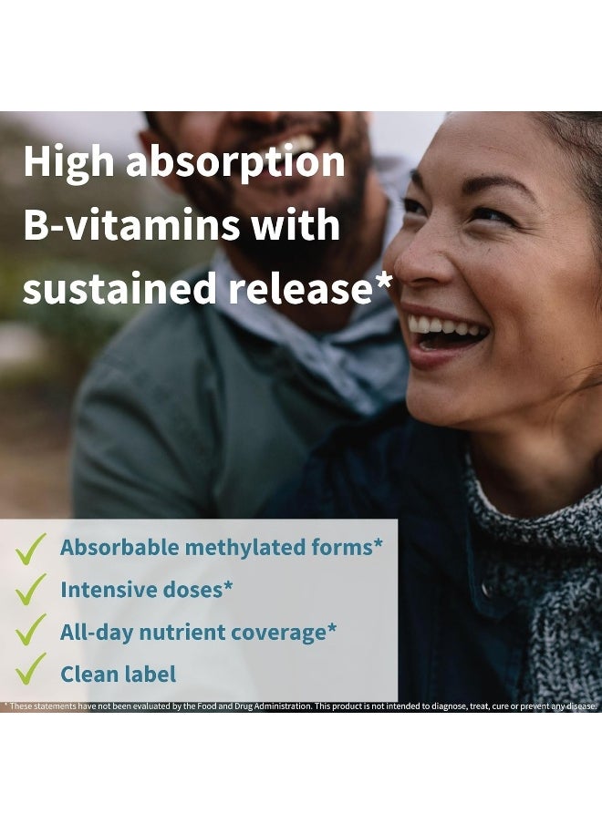 Igennus Healthcare Nutrition - Super B-Complex – Methylated Sustained Release B Complex & Vitamin C, Folate & Methylcobalamin, Vegan, Energy, Heart & Brain Function, 60 Small Tablets - Image 1