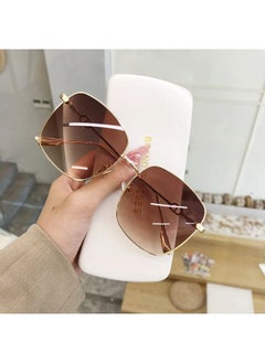 New Sunglasses Women Rimless Square Sun Glasses Luxury Ladies Fashion Personality Shades Gradient Eyewear UV400 Gafas De Sol-Lenses Color:Tea