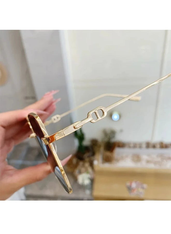 Generic - New Sunglasses Women Rimless Square Sun Glasses Luxury Ladies Fashion Personality Shades Gradient Eyewear UV400 Gafas De Sol-Lenses Color:Tea - Image 1