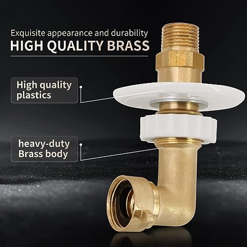 kipa RV City Water Fill Inlet Flange Brass with Hose Elbow Check Valve Hookup Connector FPT 1/2" Female Thread 3" Flange for Camper Trailer Marine - Image 4