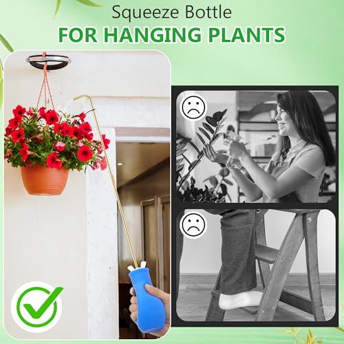 Dreyoo Squeeze Bottle for Hanging Plants 19 Long Spout Plant Watering Bottle Easy Squeeze IndoorOutdoor Watering Can Alternative Precise Sprinkling for Hanging Baskets HouseplantsBlue8 oz1 Pack - Image 3