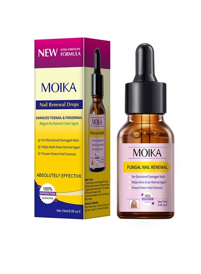 MOIKA Nail Renewal Drops - Extra Strength Toenail & Fingernail Repair Drops - Nail Care Renewal for Thick, Damaged & Discolored Nails,Toenail Fungus Treatment - Image 1