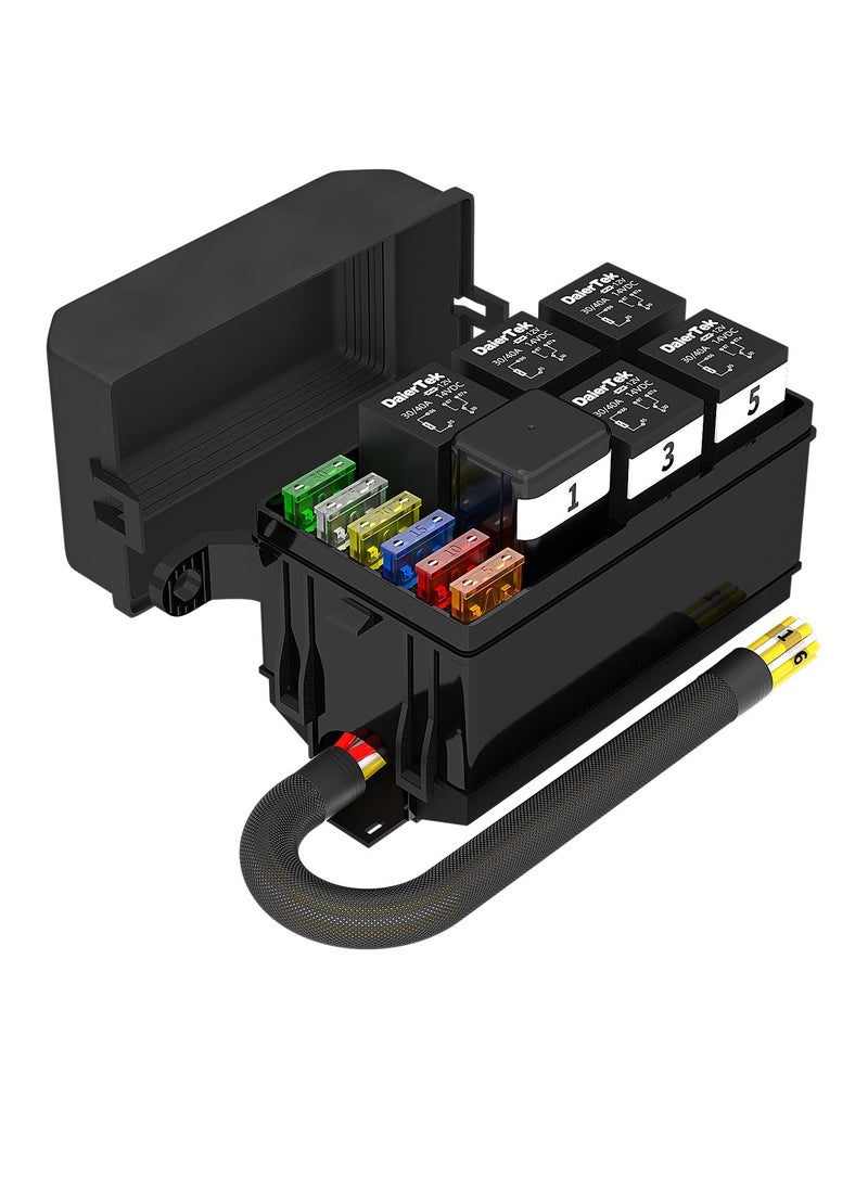 Generic 12V Fuse and Relay Box 6 Slots Universal Waterproof Relay Box with Pre Wired Automotive Universal Fuse Block ATC or ATO Blade Fuses and 40A Relay for Automotive Car Truck Marine Boat  - Image 1