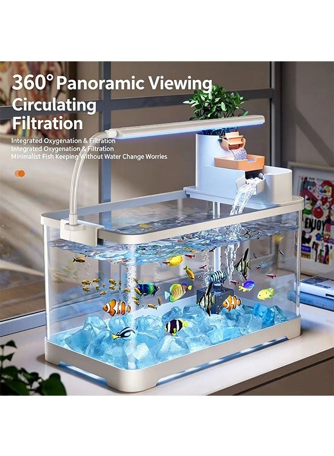 JCB CHIC Desktop Aquarium Fish Tank with LED Light & Filter, 360° View Clear Plastic Fish Tank Kit with Water Pump，Desktop Mini Habitat - Multi-Function Areas for Crabs & Small Reptiles - Image 4