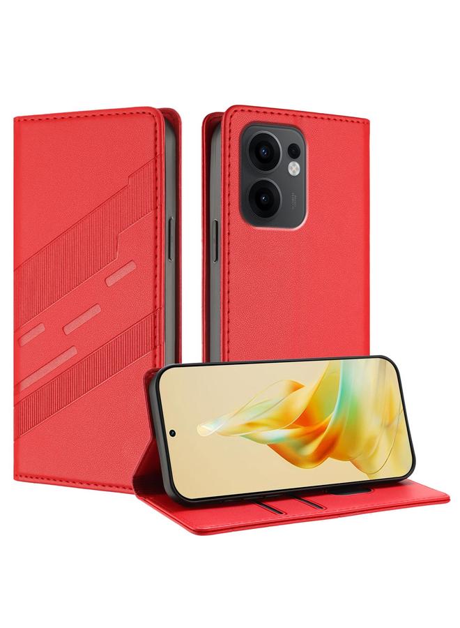 اس-توب جراب هاتف OPPO Reno13 F من الجلد المنقوش متعدد الوظائف بتصميم كلاسيكي - Image 1