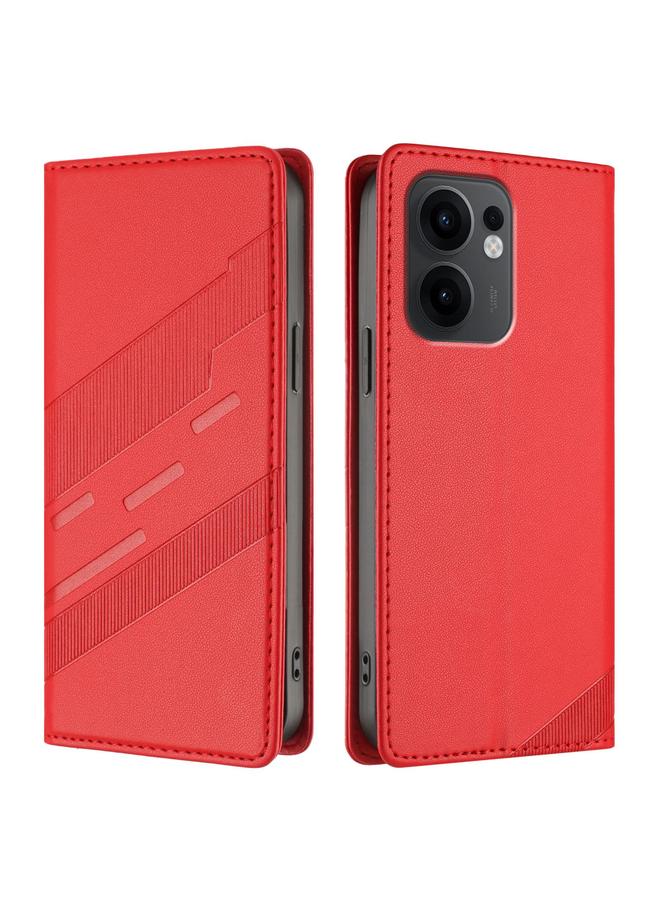 اس-توب جراب هاتف OPPO Reno13 F من الجلد المنقوش متعدد الوظائف بتصميم كلاسيكي - Image 2