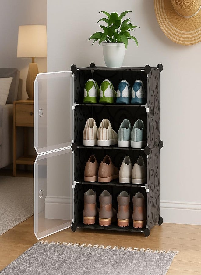 KRISHYAM® Modular Plastic Shoe Storage Cabinet with Transparent Door, Stackable Multi-Tier Shoe Organizer for Home, Bedroom, Closet & Entryway, Durable Dust-Proof Footwear Storage Rack - Image 1