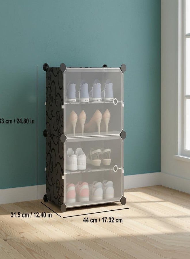 KRISHYAM® Modular Plastic Shoe Storage Cabinet with Transparent Door, Stackable Multi-Tier Shoe Organizer for Home, Bedroom, Closet & Entryway, Durable Dust-Proof Footwear Storage Rack - Image 4