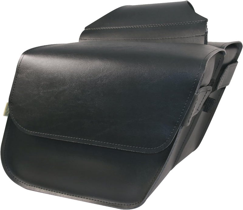 Dowco Willie & Max Raptor Series Synthetic Leather Compact Slant Motorcycle Saddlebag Set - Black, 20 Liter Capacity - Image 1